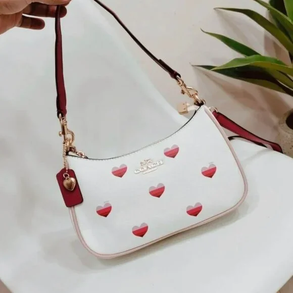 Coach Teri Shoulder Bag With Stripe Heart Print CA251